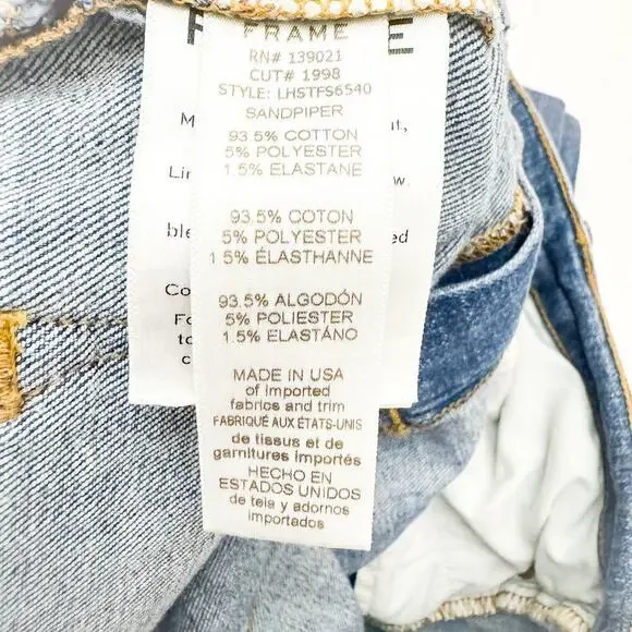 Frame Le High Straight Front Ankle Slit Denim Jeans Sandpiper LHSTFS6540 Size 33 - Picture 6 of 7